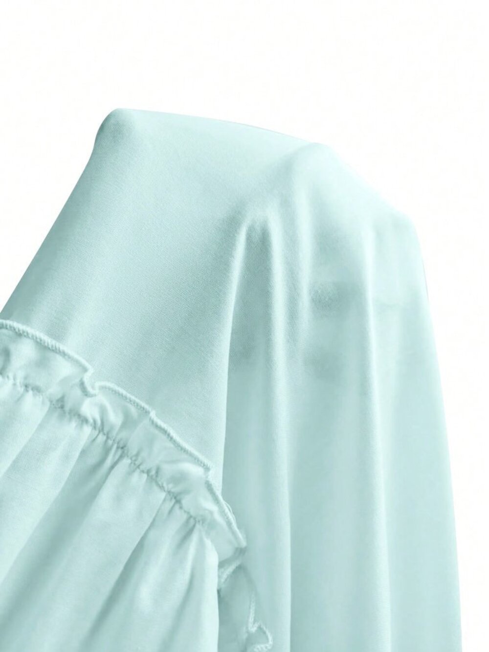 Baby Blue Elegant Women's Pleated Mixed-Fabric Ruffle Hem Casual Vacation Skirt - Picture 8 of 8